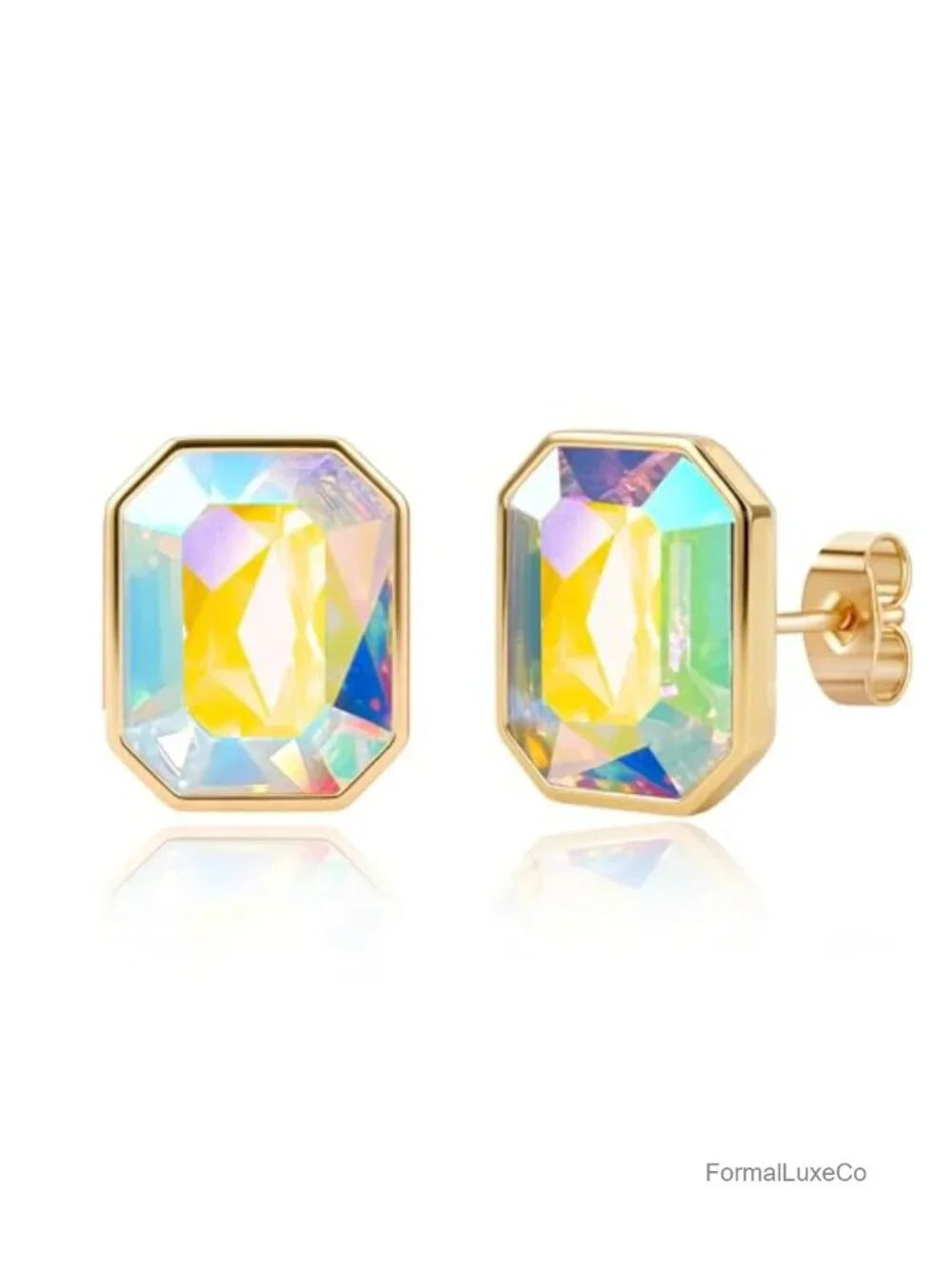 Austrian Crystal Stud Earrings 14K Gold Plated S925 Sterling Silver